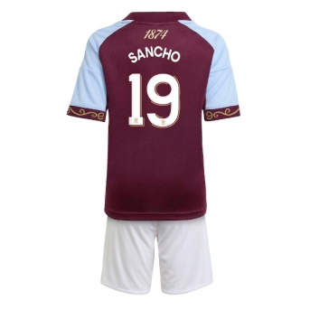Billige Fotballdrakt Aston Villa Jadon Sancho #19 Replika Hjemmedraktsett Barn 2025-26 Kortermet (med bukser)